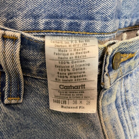 Carhartt Men Relaxed Fit Straight Leg Jean 37x28* Grunge Loose Work Light Wash - Picture 9 of 10